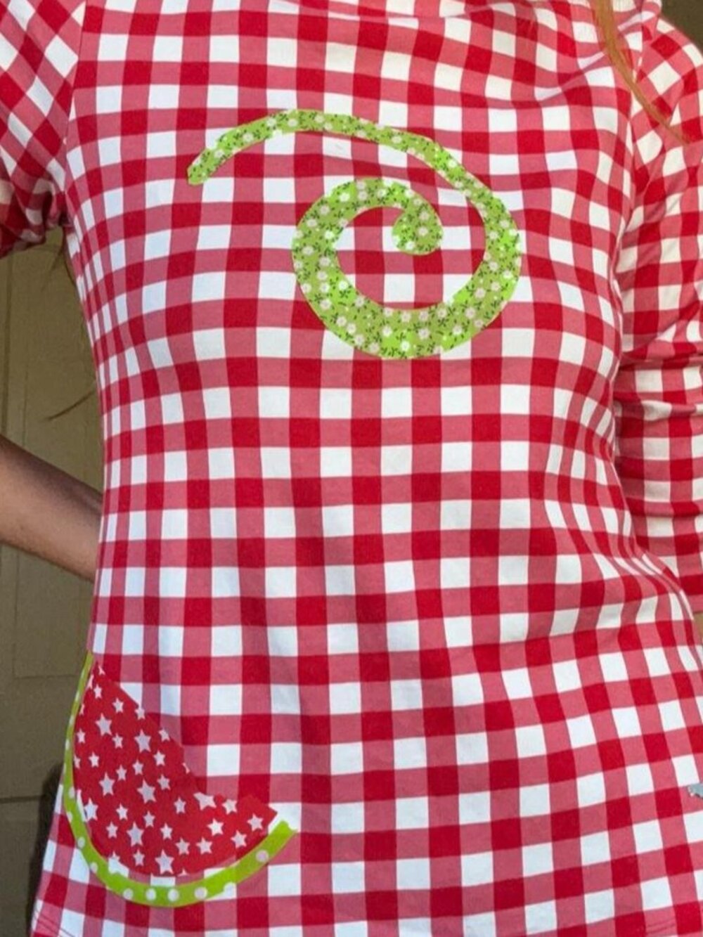 Red Gingham Patchwork Top | Watermelon Shirt | Cottagecore Y2K